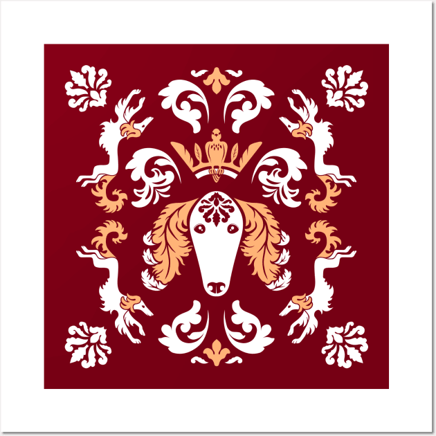 The Spirit of Saluki Damask (Red) Wall Art by illucalliart